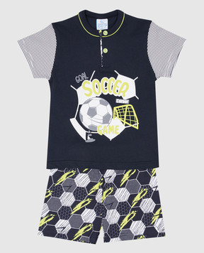 RiminiVeste Children's blue Gery pajamas with a football print R25085