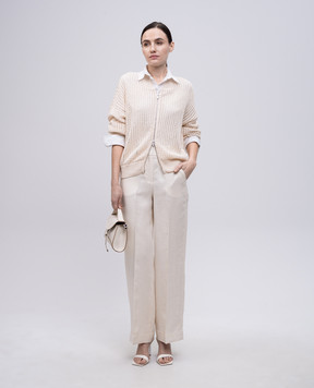 Peserico Beige linen trousers with lapels P0428302606
