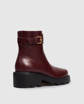 Valentino Burgundy leather boots with VLogo emblem 7W2S0MT5BEK
