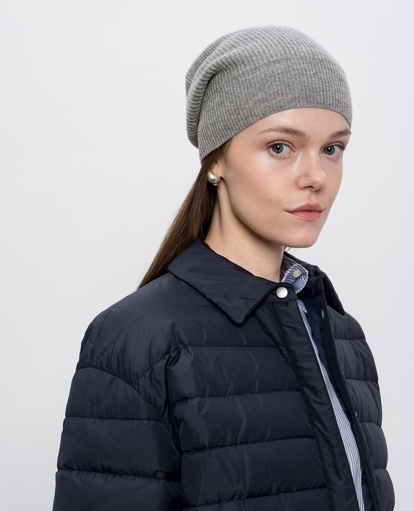 

Gray wool and silk hat with lurex Peserico, Grey
