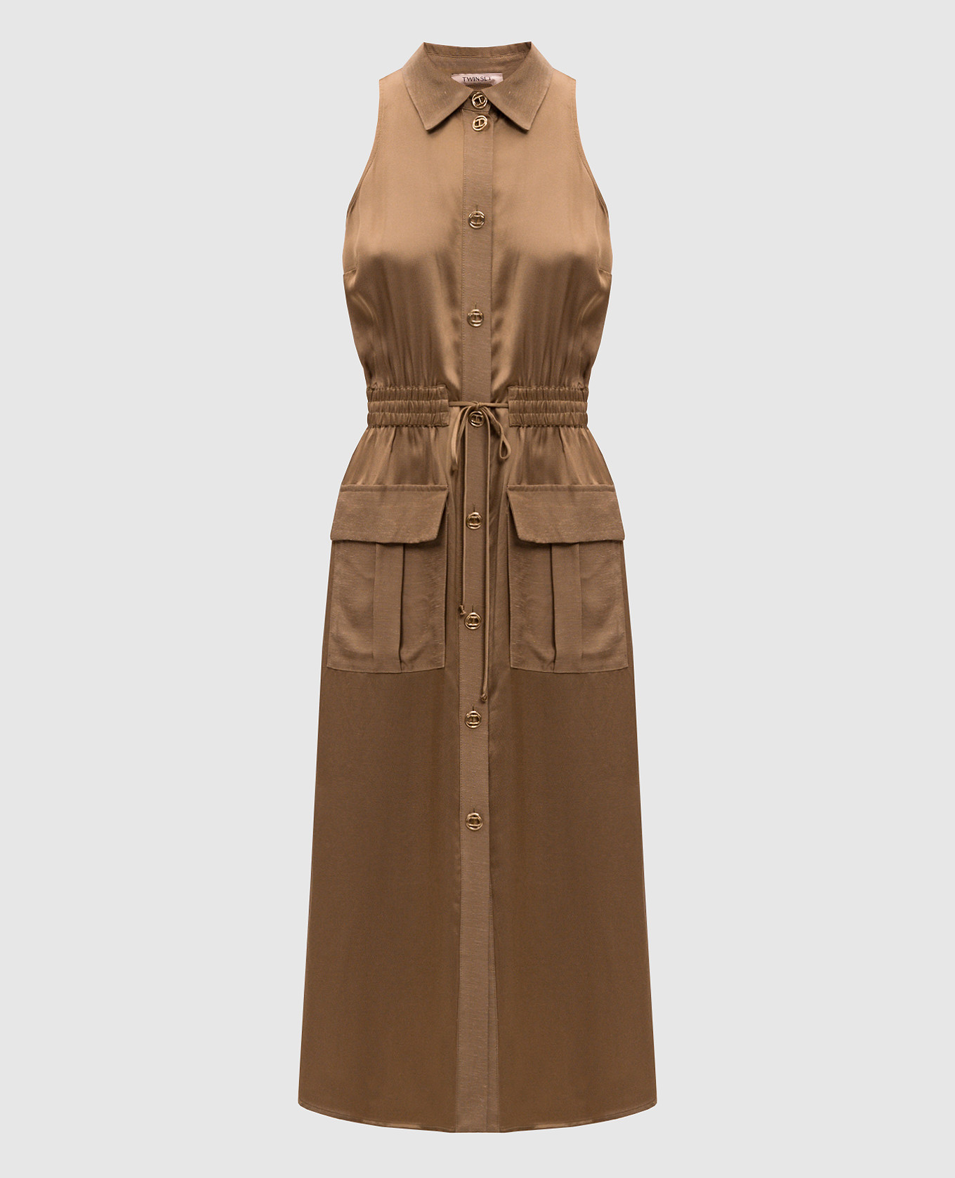 

Brown shirt dress with emblem Twinset