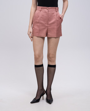 Dolce&Gabbana Pink shorts with silk logo pattern FTC9GTHJMQN