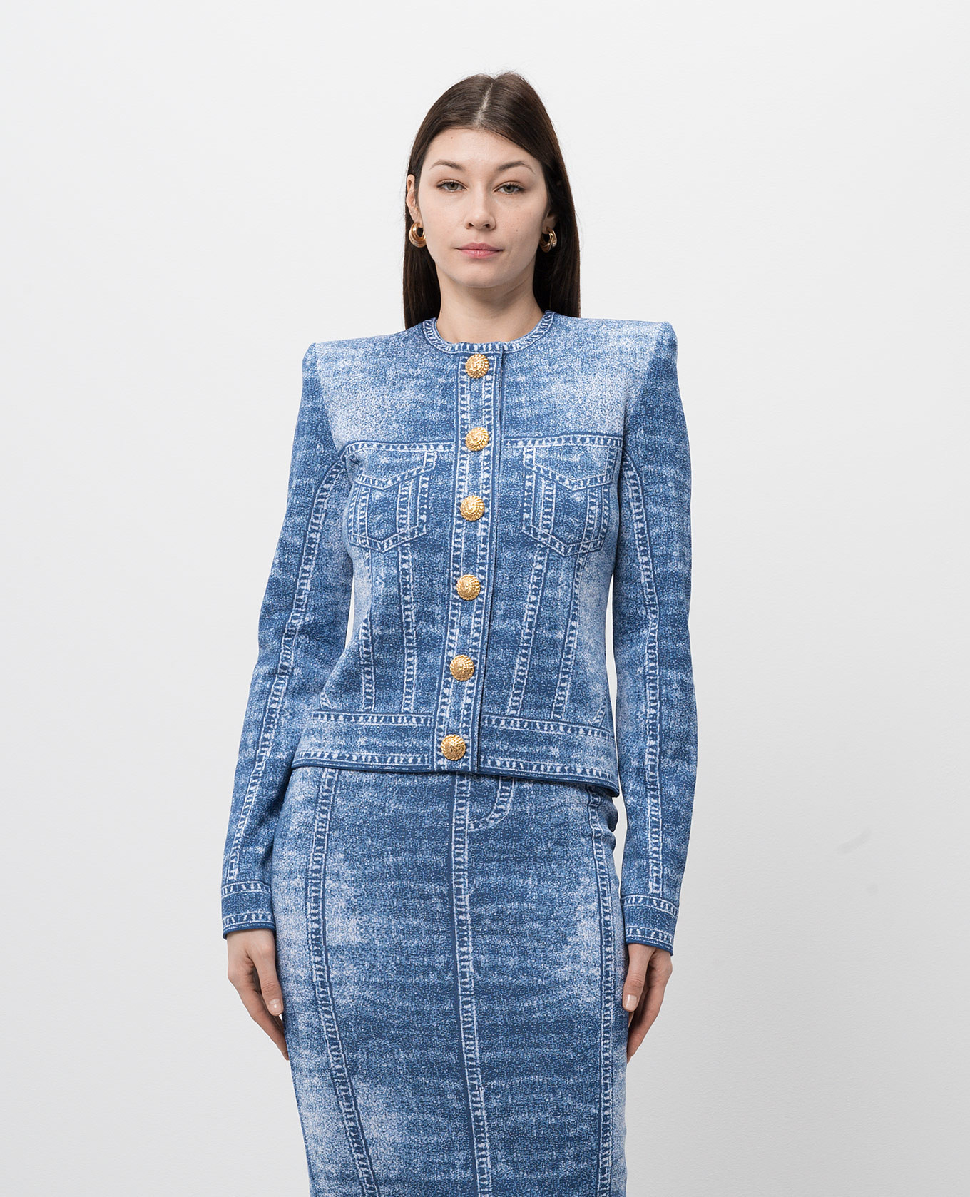 

Blue cardigan with jacquard pattern Balmain