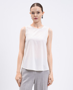 Peserico White silk top with monil chain S08893V7325A