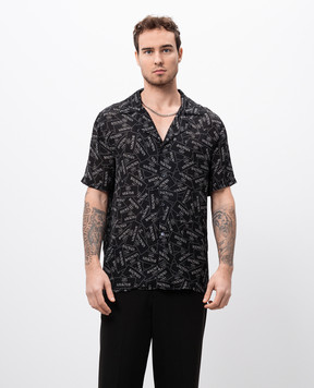 Balmain Black shirt with logo print EH1HN070VH56