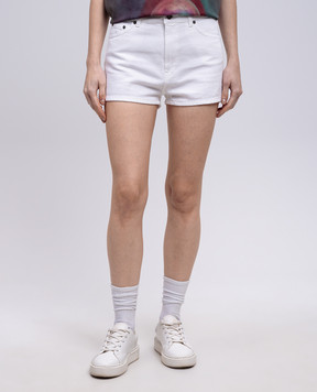 Dondup Evie white shorts with logo patch DP769BF0018DPTD