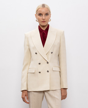 Etro Beige double-breasted patterned wool jacket WRCA001099TJ248