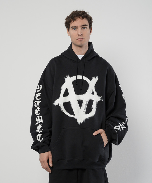 Vetements - Black hoodie with Anarchy print UE64HD700BW - shop