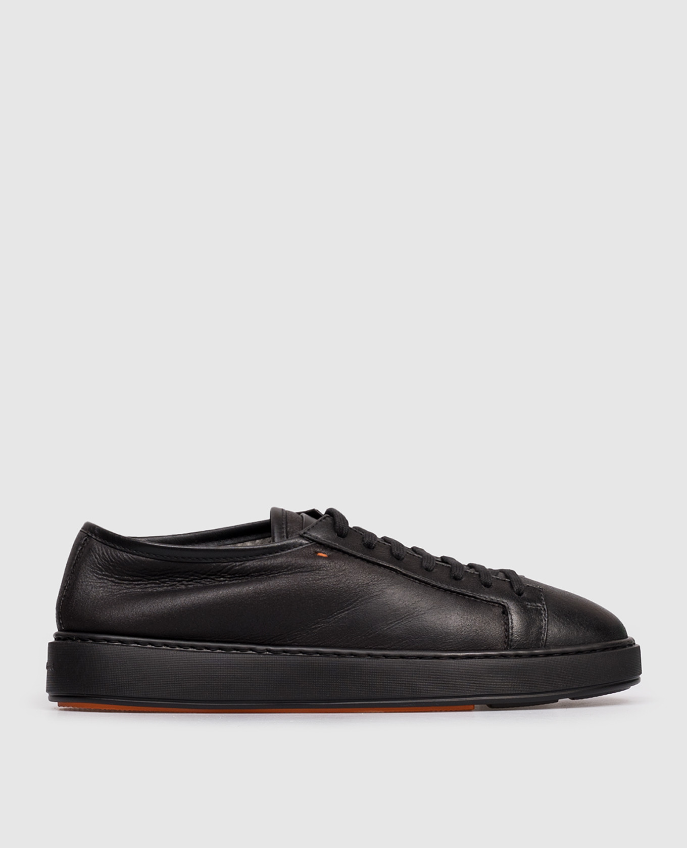 Black leather sneakers with fur trim Santoni