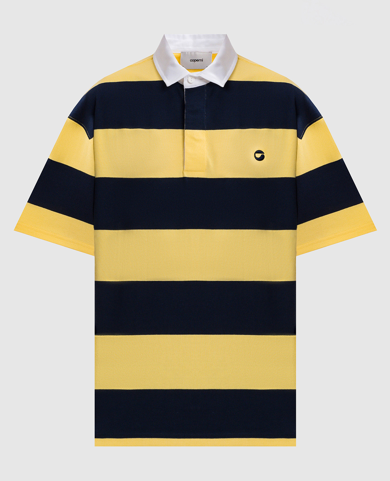 

Yellow striped polo with emblem Coperni