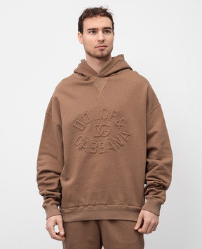 Dolce&Gabbana Beige hoodie with textured logo G9BNLZG7O2P