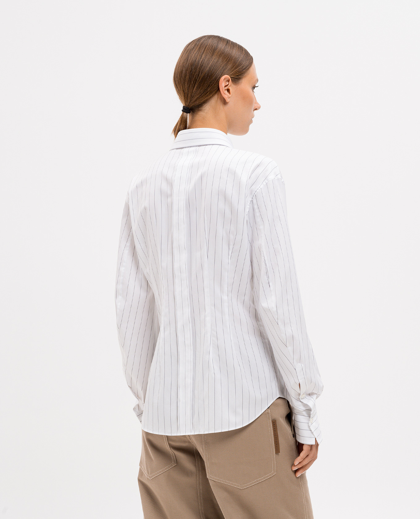

White striped silk shirt with monil chain Brunello Cucinelli