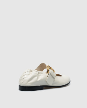 Bottega Veneta Mary-Jane white leather ballet flats 796622V4R30