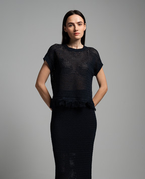 Peserico Blue openwork vest with linen S99147F0709106