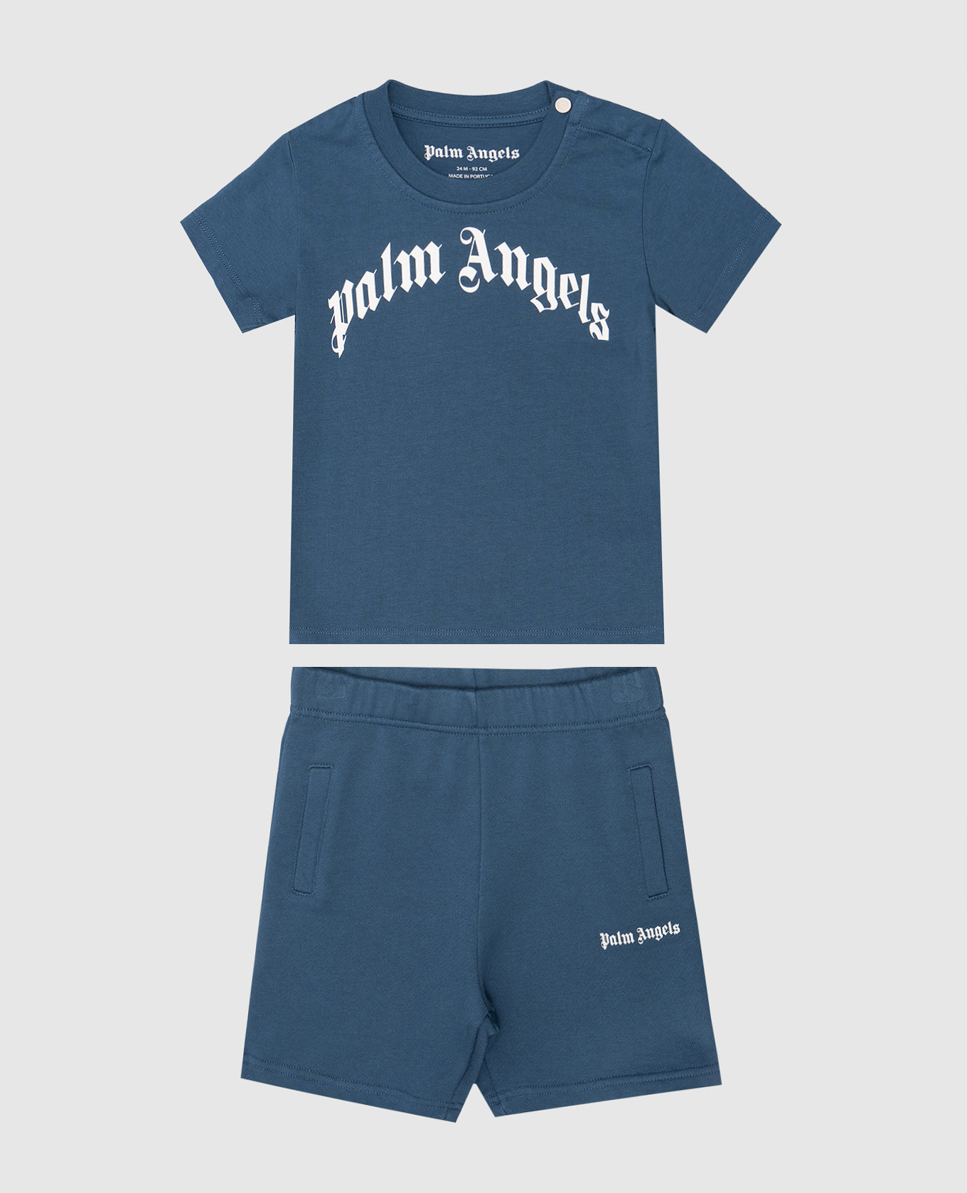 Palm Angels Children's blue suit with logo print