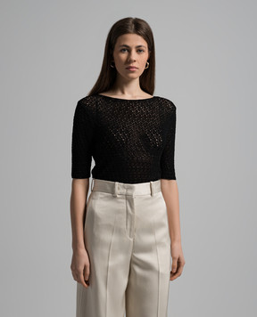 Toteme Black openwork t-shirt 242WRT2837YA0040
