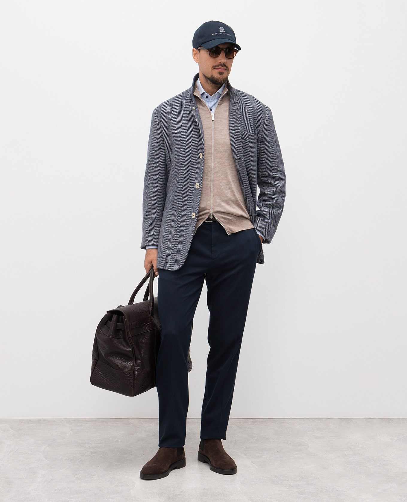 

Brown melange wool cardigan Brunello Cucinelli