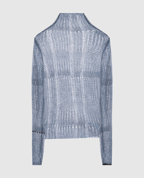 Y`S Yamamoto Blue openwork sweater with wool YMK05681