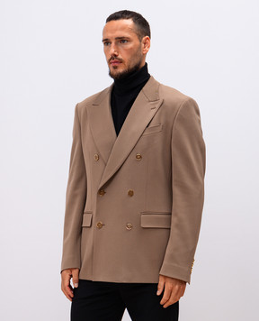 Dolce&Gabbana Beige double-breasted jacket with wool G2TV8TFURNV