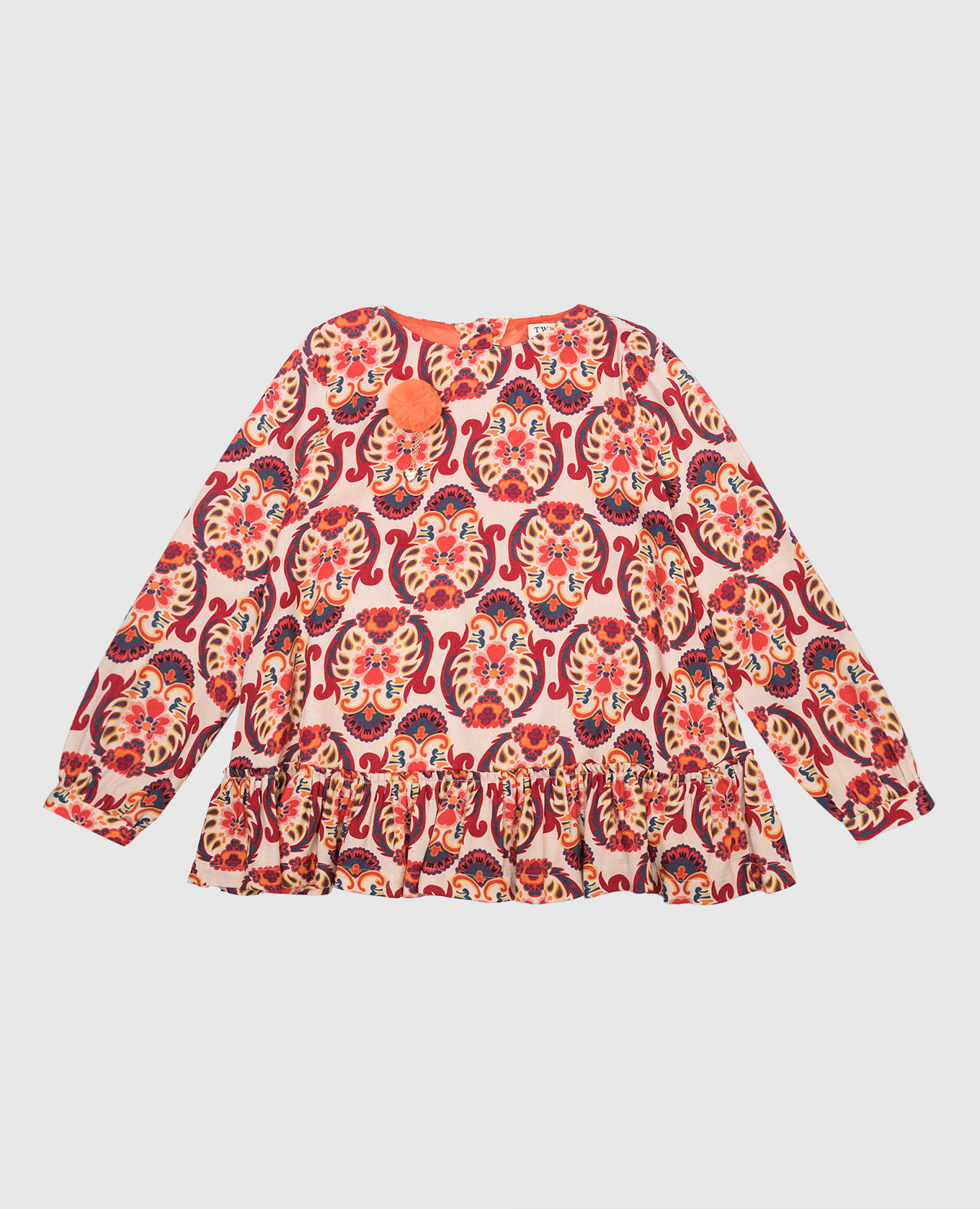 

Children's blouse in floral print with brooch Twinset, White