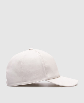 Peserico White combination cap with leather R76044C0RCC488
