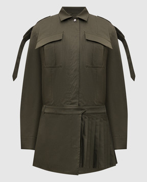 Off-White Khaki pleated shirt dress OWDG00AS25FAB002