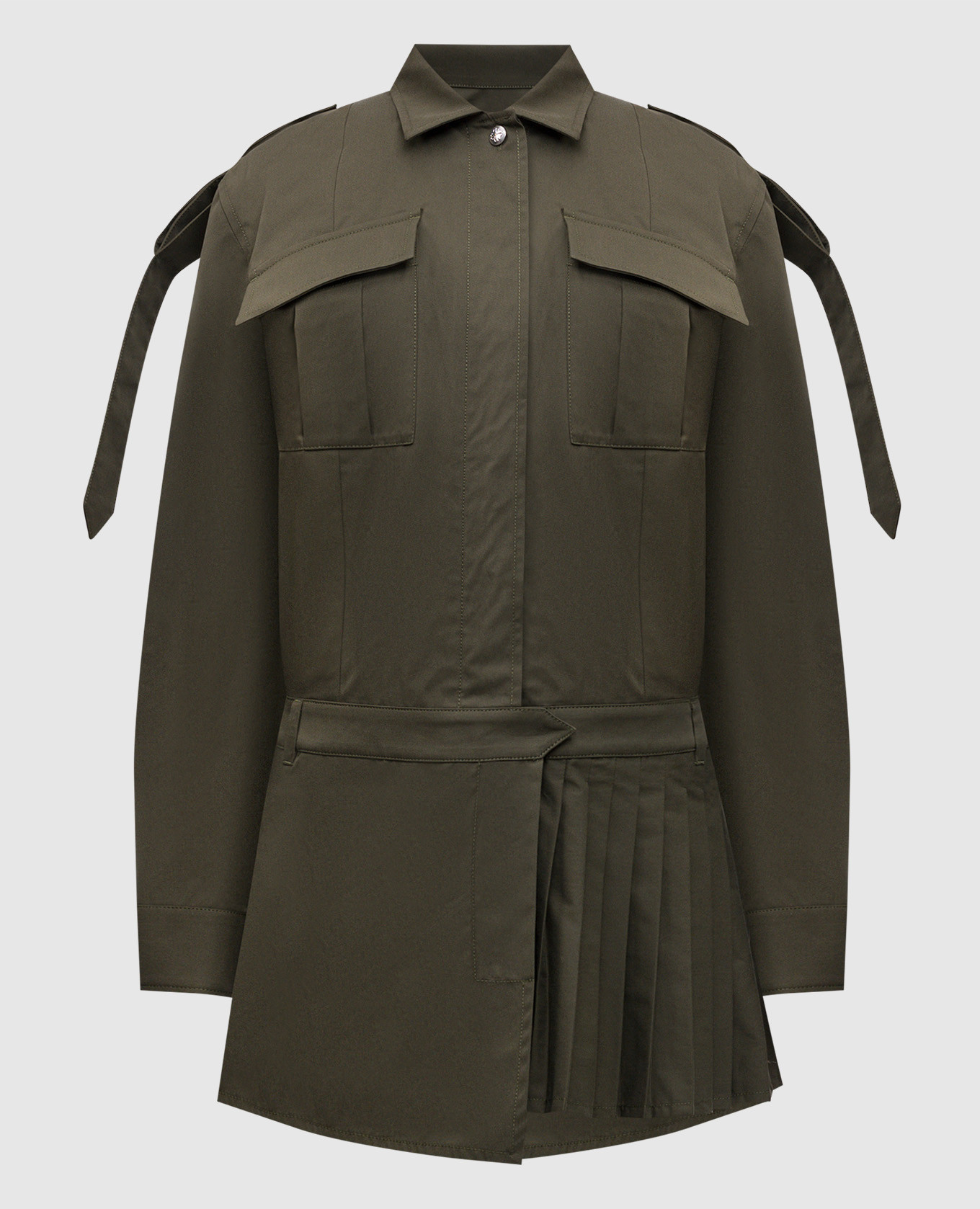 Khaki pleated shirt dress Off-White