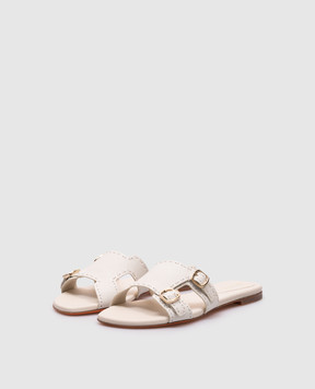 Santoni White leather flip-flops WHPF71461HA1TWKA