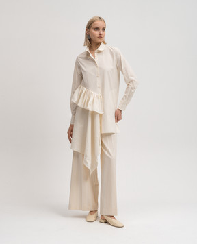 UMA WANG Beige Trista blouse of asymmetric cut UW1013