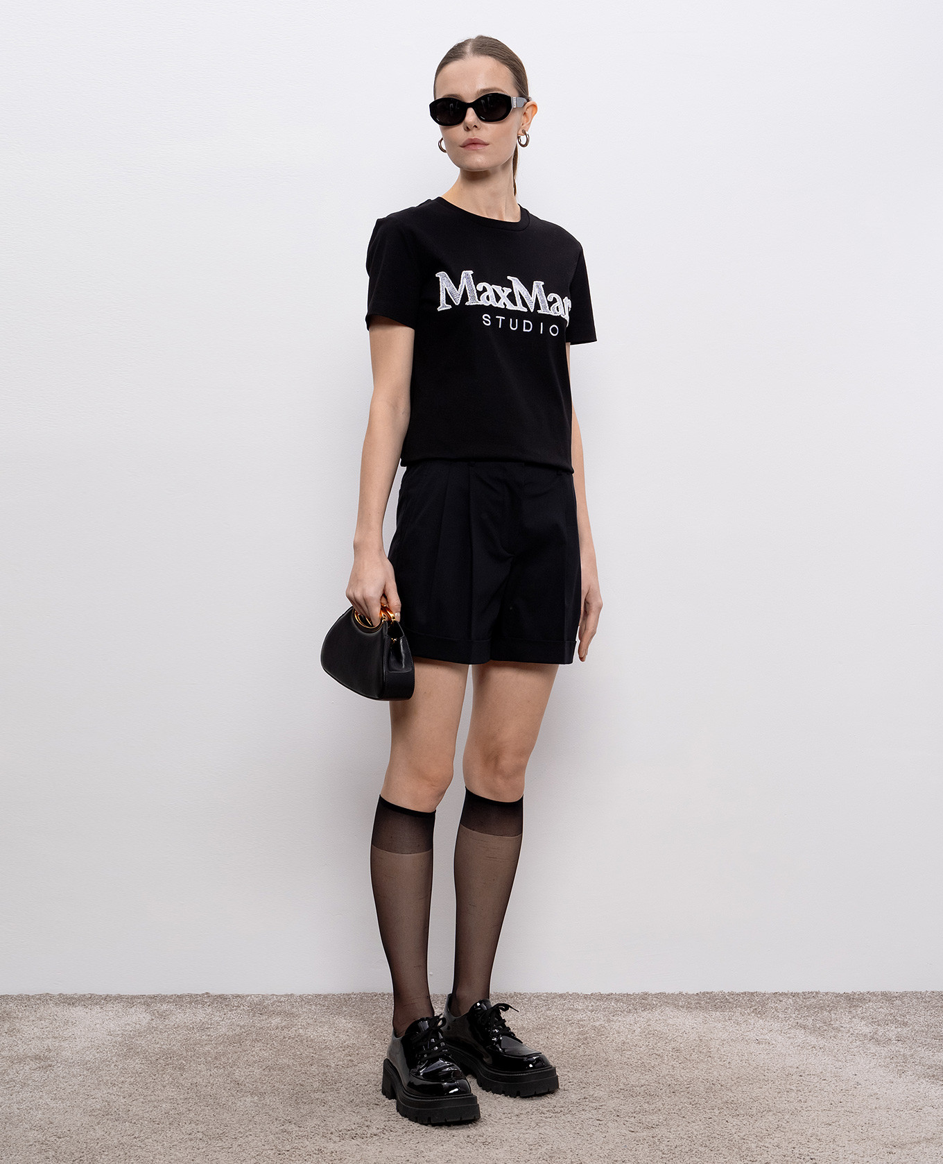 

Black WON T-shirt with logo embroidery Max Mara