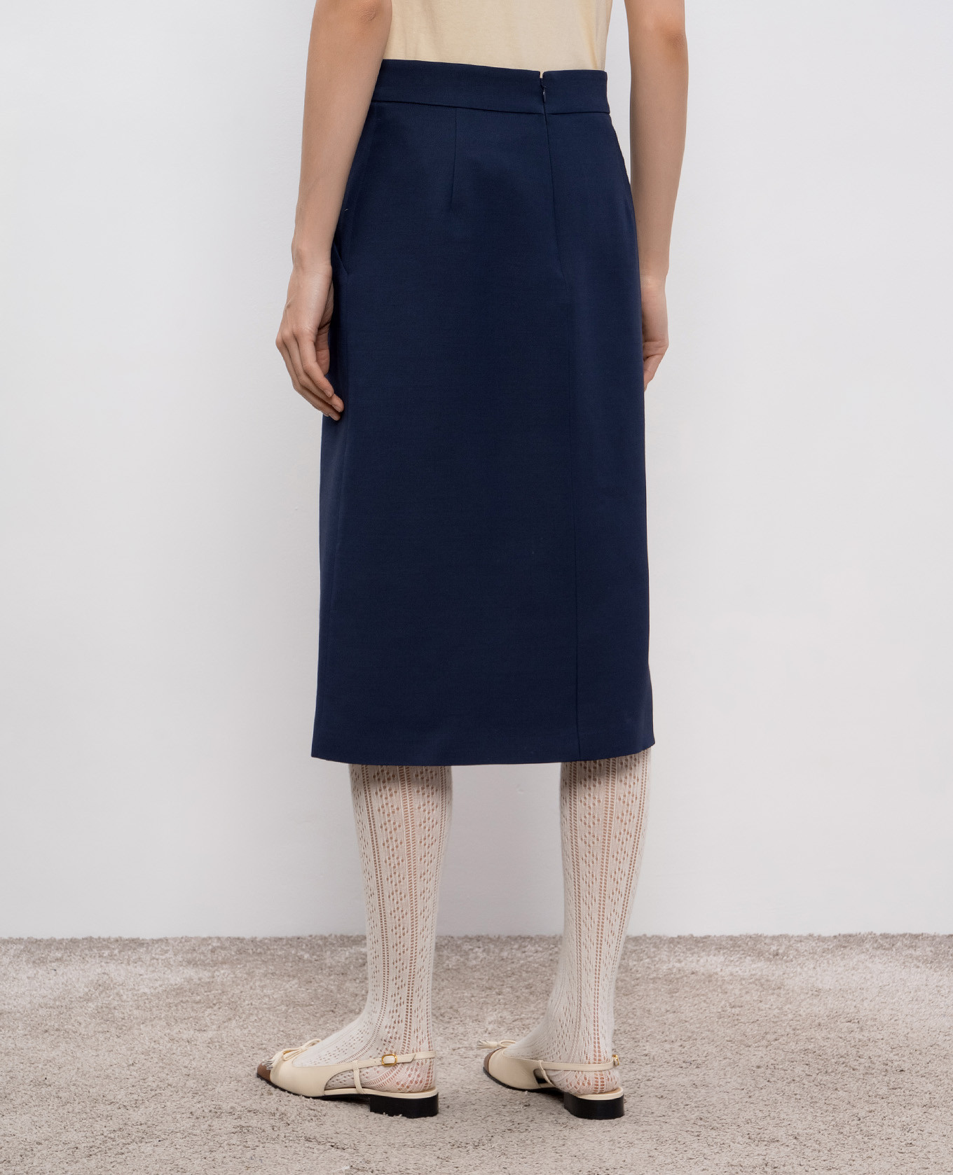 Blue wool and silk midi skirt Valentino 4