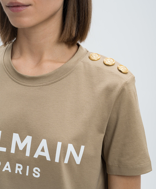 Tシャツ・カットソー BALMAIN TSHIRT (BF1EF005BB02) T-shirt with Balmain Paris print multicolor multicolor