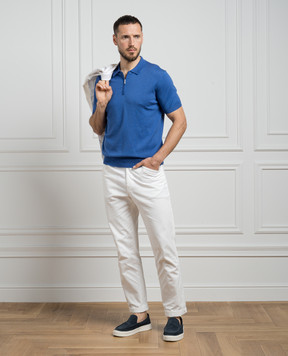 Cashmere&Whiskey Blue polo shirt with silk FS05