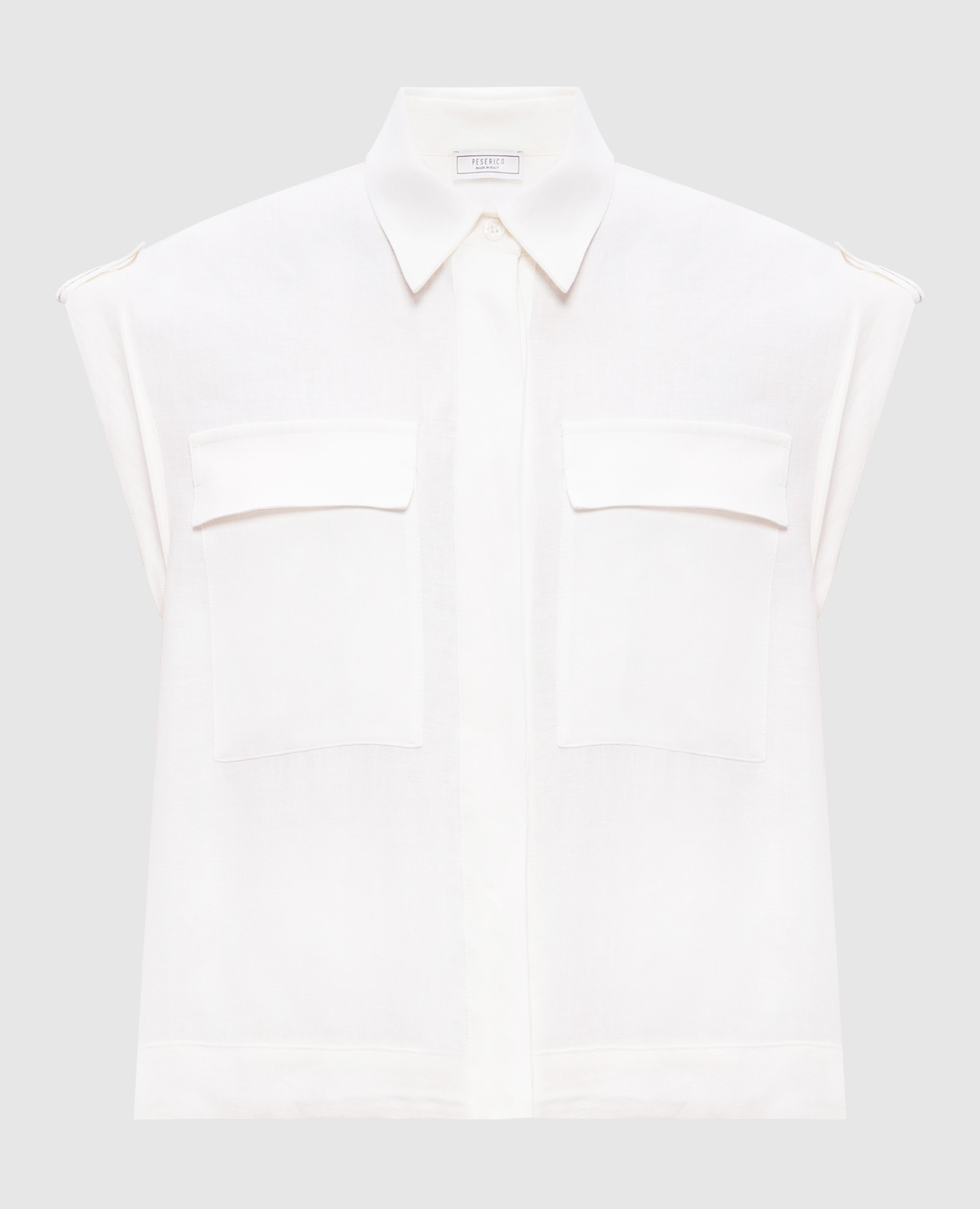 White linen vest with monil chain Peserico
