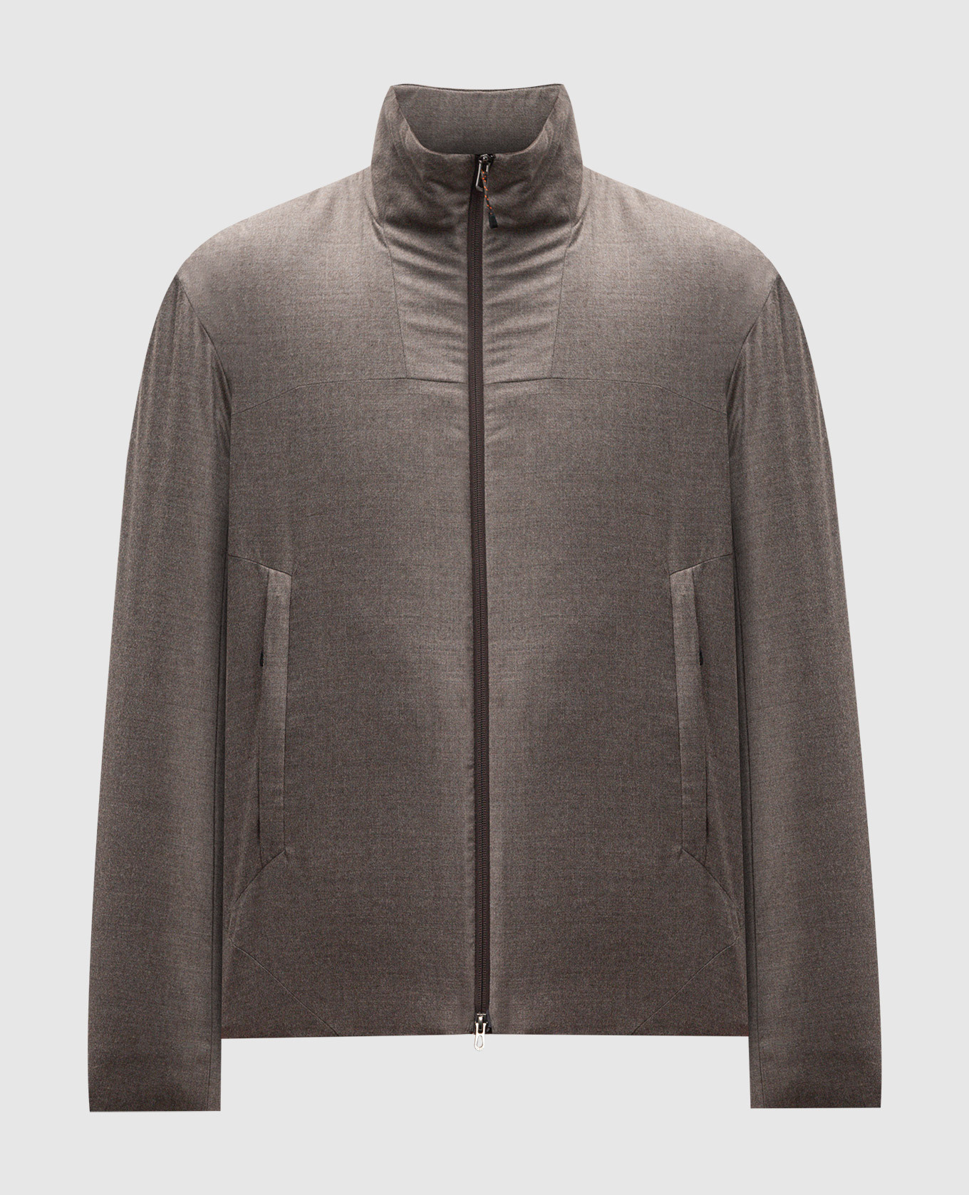 Gray wool and silk jacket with logo sease
