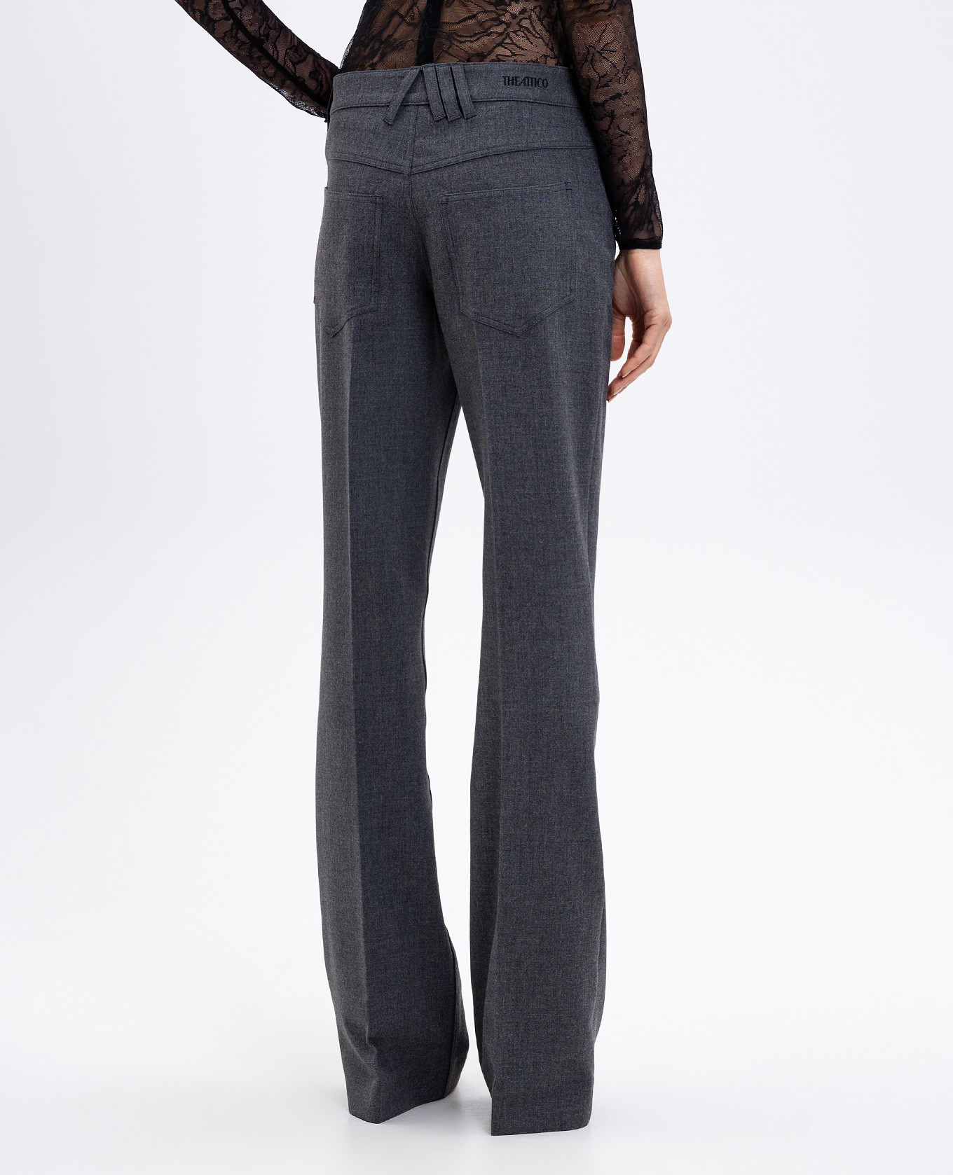 Grey flared trousers with logo The Attico 4