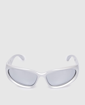 Balenciaga SWIFT OVAL silver sunglasses with a mirror effect 658745T0007