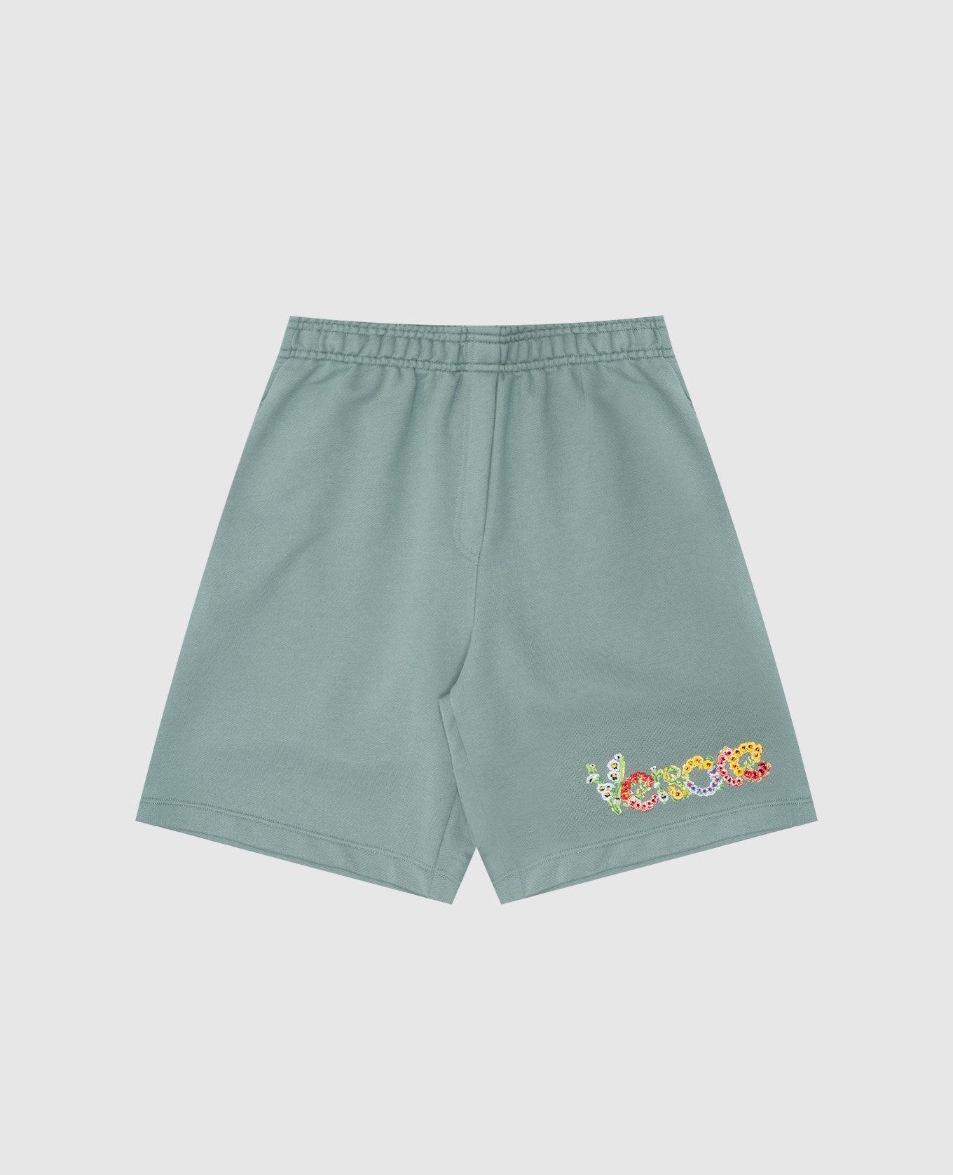 

Children's green shorts with logo embroidery Versace