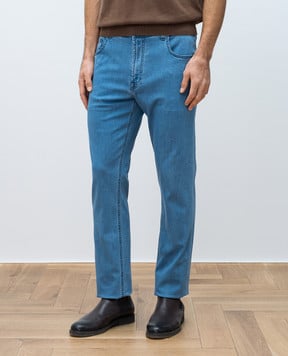 Stefano Ricci Blue jeans with logo patch MFT51B3240T247BL