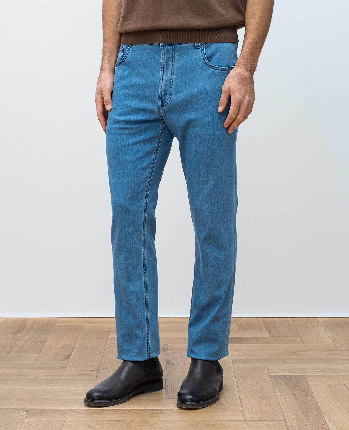 

Blue jeans with logo patch Stefano Ricci