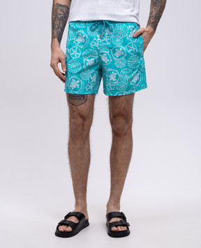 Vilebrequin Blue swim shorts with Oursins Bicolores print MOOCB115