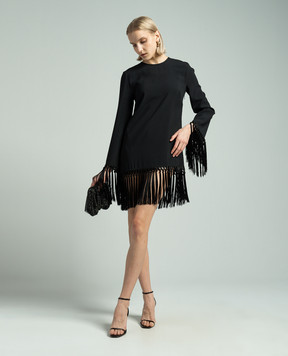 Taller Marmo Claudia black dress with fringe SS2429
