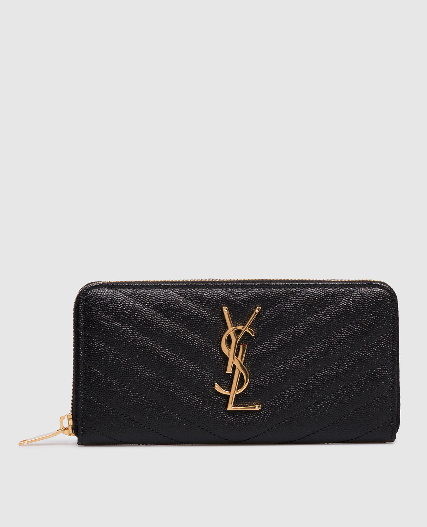 Black leather wallet with logo Saint Laurent