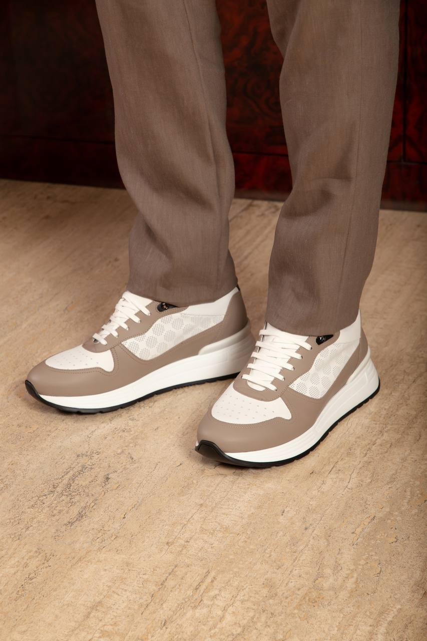 

Brown leather sneakers with logo Stefano Ricci