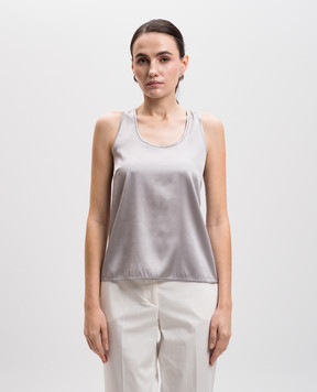Peserico Gray silk top S0898102372