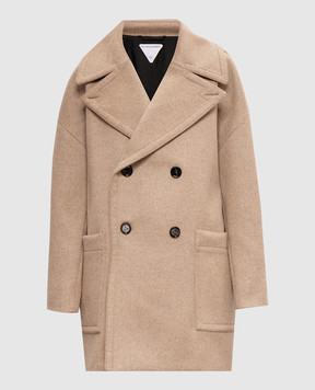 Bottega Veneta Brown double-breasted coat made of wool 792972V4CB0