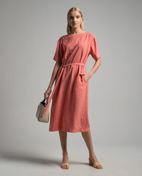 Peserico Pink midi dress with monil chain S0211401509