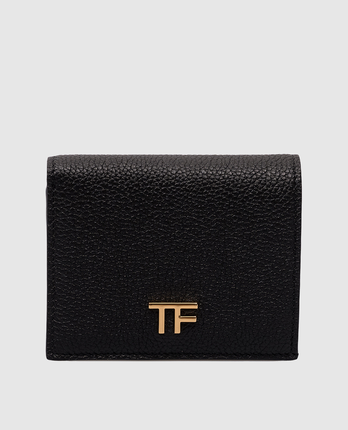 

Black leather wallet with metal logo Tom Ford, Черный
