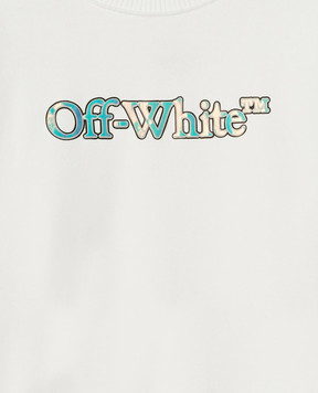 Off-White Children's white sweatshirt with holographic logo OGBA001S25FLE001