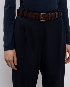 Brunello Cucinelli Burgundy leather belt with monil chain M0JUMC33UP